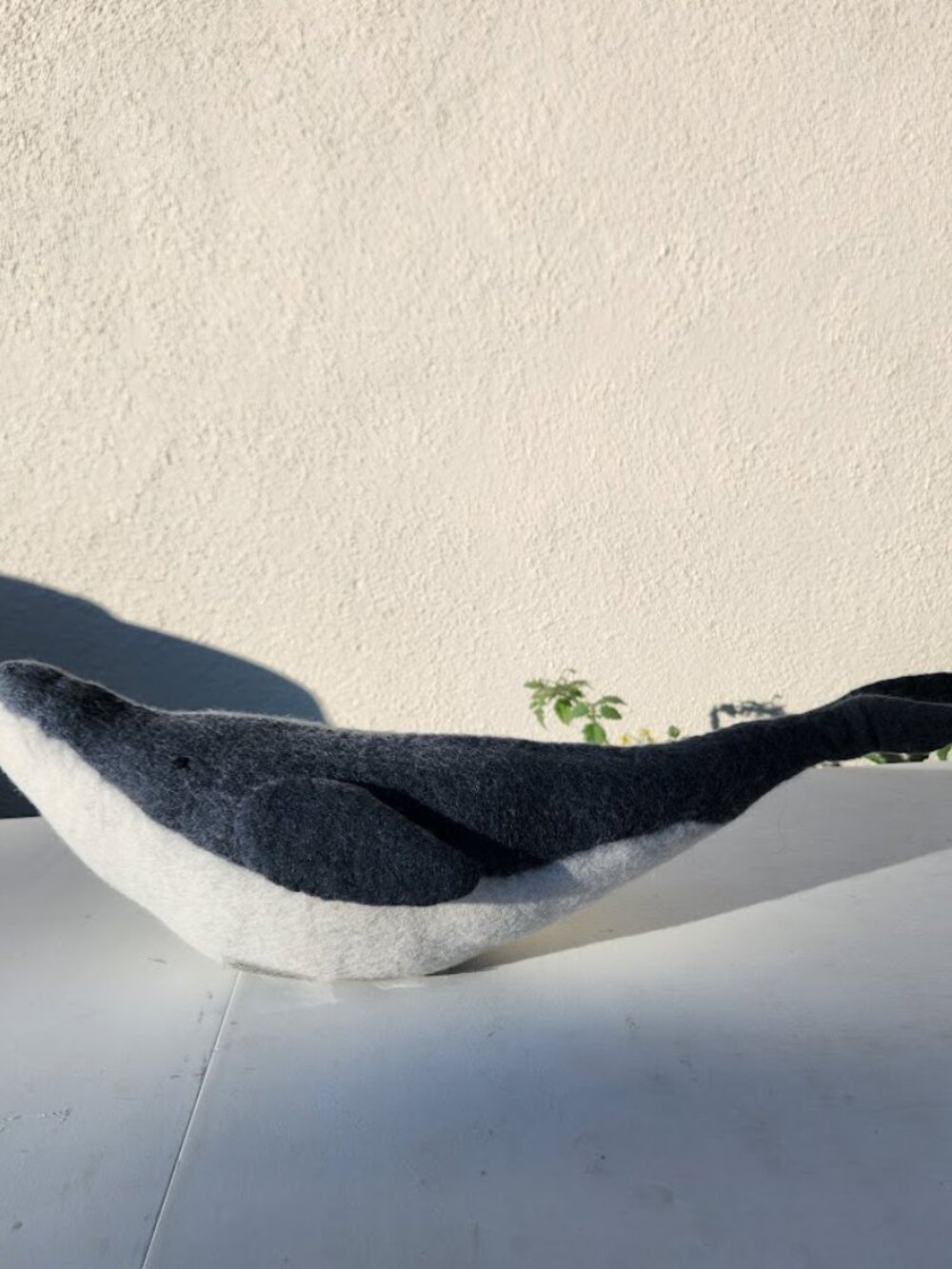 Pottery Barn Wally the Whale Pillow 22"x9" Felt Animal Decor Plush Beach Nautica - Picture 5 of 8